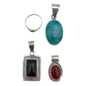 Lot of 4 Sterling Silver Gemstones Jewelry pieces