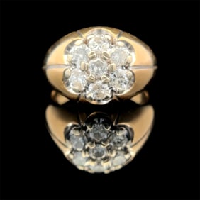 Diamond Cluster Ring in 14K Yellow Gold