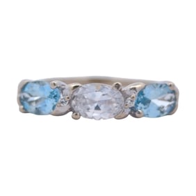 Cubic Zirconia Stone Engagement Ring in 14K White Gold