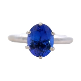 Oval Tanzanite Ring in 14K White Gold