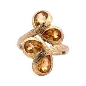 Citrine Cocktail Ring in 14K Yellow Gold