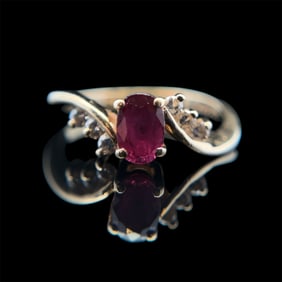 Ruby and Diamond Ring in 14K Yellow Gold