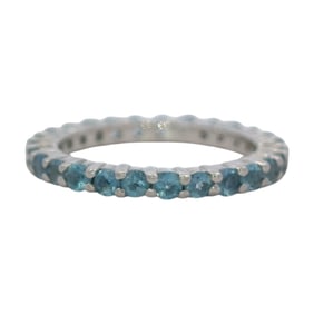 Aquamarine Eternity Band Ring in Platinum