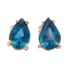 Pear Topaz Stud Earrings in 14K Yellow Gold