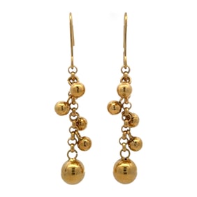 Circa 1980s Italian Ball Dangle Earrings in 14K Yellow Gold