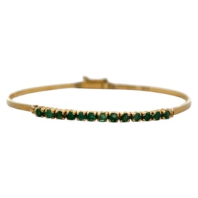 Vintage Emerald Bangle Bracelet in 18K Yellow Gold