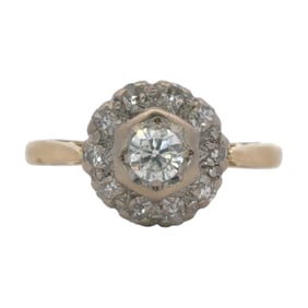 Circa 1960s English made Diamond Engagement Ring in 18K Yellow Gold