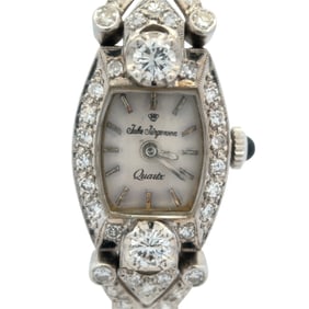14K White Gold Quartz Wrist Watch with Diamond by Jules Jurgensen