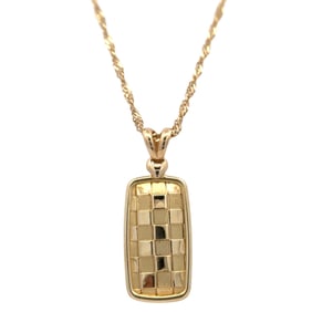 Italian Twist Chain with Chess Board Pendant in 18K Yellow Gold