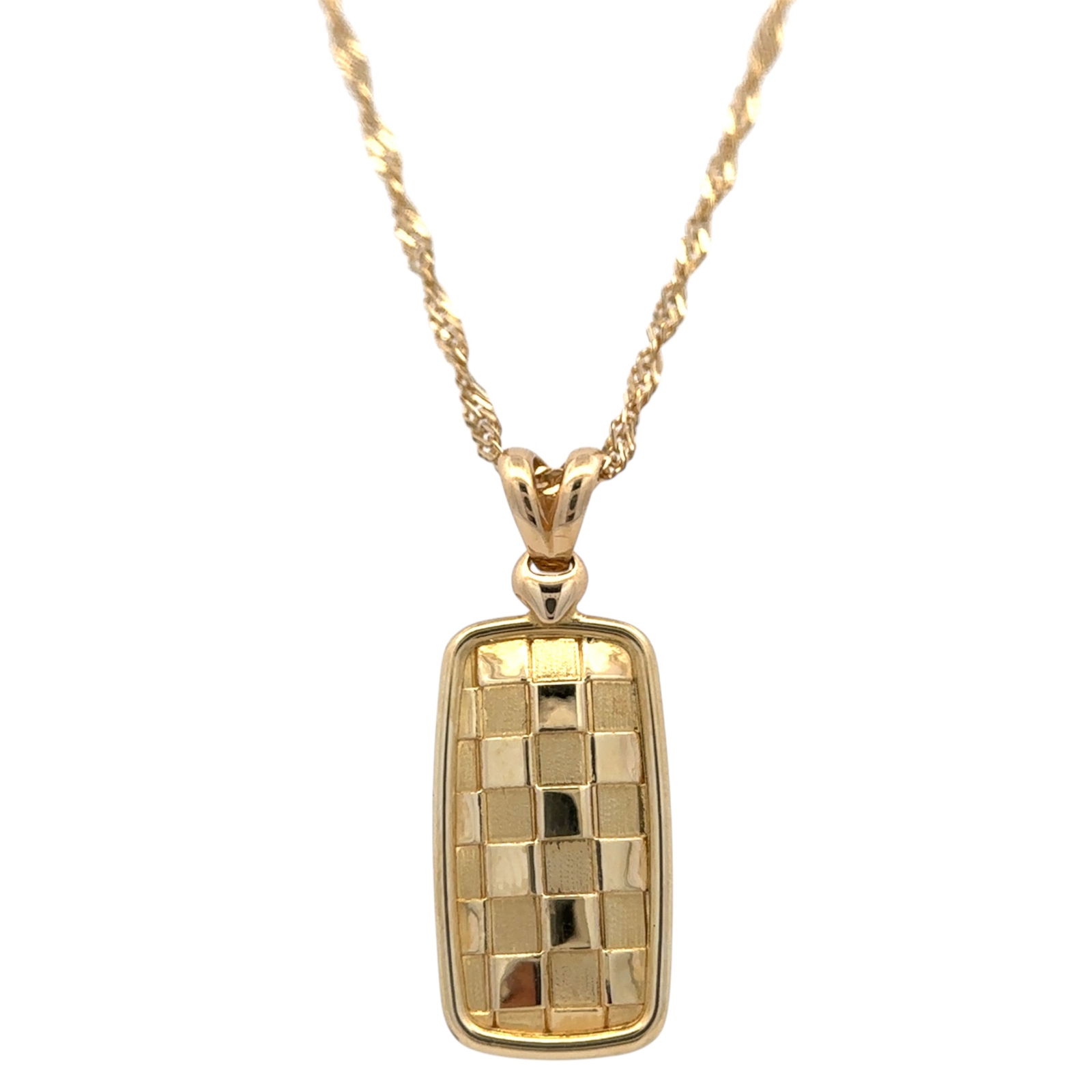 Italian Twist Chain with Chess Board Pendant in 18K Yellow Gold (1 of 6)