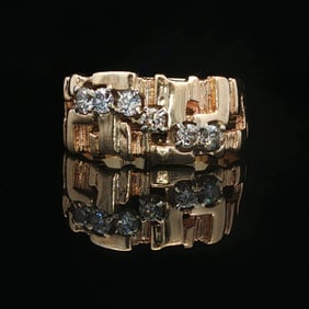 Round Diamond Band Ring in 14K Yellow Gold
