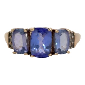 Tanzanite and Diamond Ring in 10K Gold