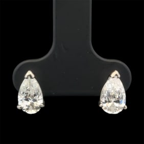 Sterling Silver Pear Cut CZ Stud Earrings