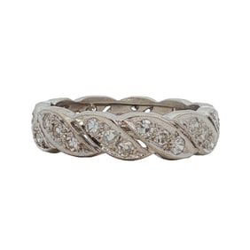 1920s Art Deco Diamond Wedding Band in 14K White Gold