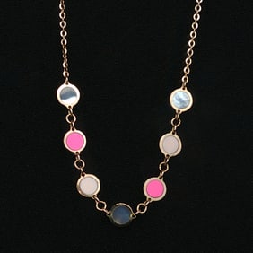 14K Gold Mother of Pearl Station Chain
