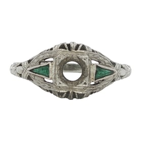 Antique 18K White Gold Ring Mounting