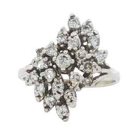 Diamond Cocktail Ring, 14K White Gold