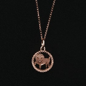 Fashion Necklace with Lion Pendant in 10K/14K Yellow Gold