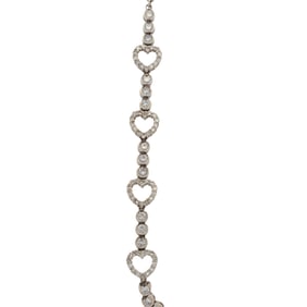 14K White Gold Heart Bracelet with Diamond