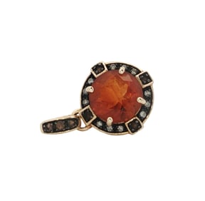Orange Gemstone and Diamond Pendant, 10K Gold