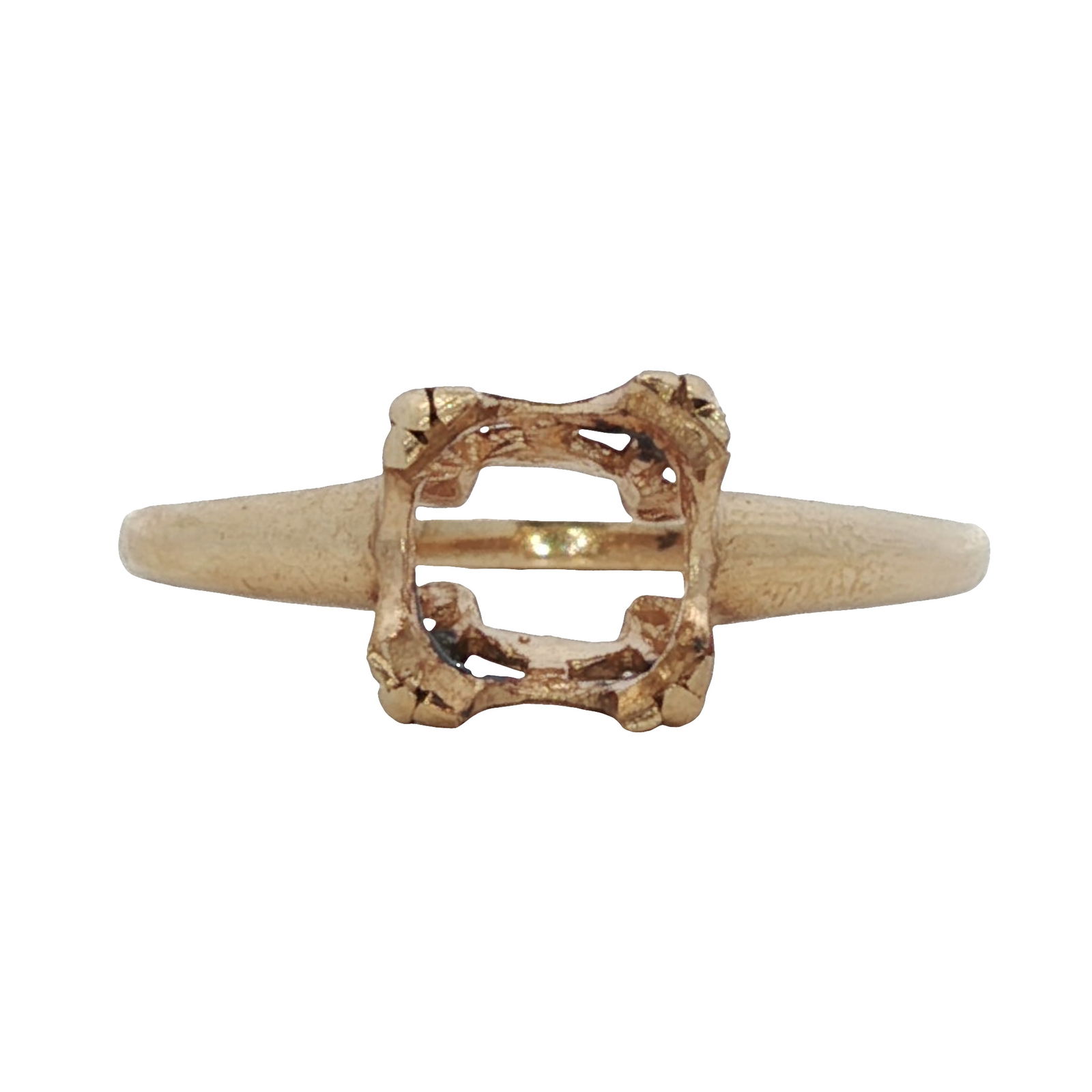 14K Gold Solitaire Ring Mounting: Solitaire ring mounting in 14K gold, fits a 9mm stone, size US 9.5