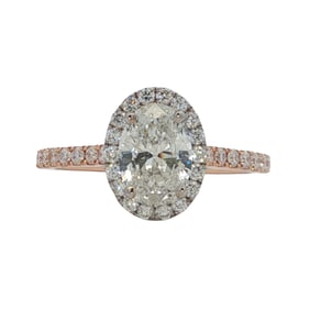 Oval Diamond Engagement Ring in 18K Rose and White Gold