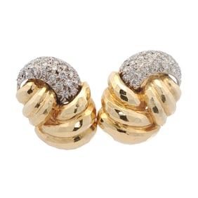 Vintage Diamond Earrings in 14K Yellow Gold