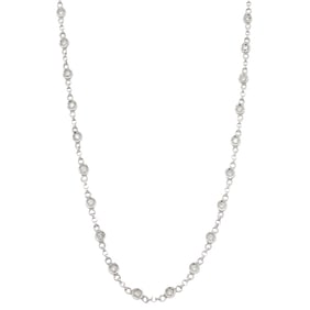 Diamond Station Necklace in 18K White gold