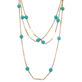 Turquoise Station Necklace in 18K Yellow Gold