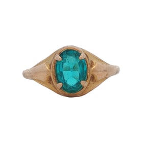 Blue-Green Stone Ring in 10K Yellow Gold