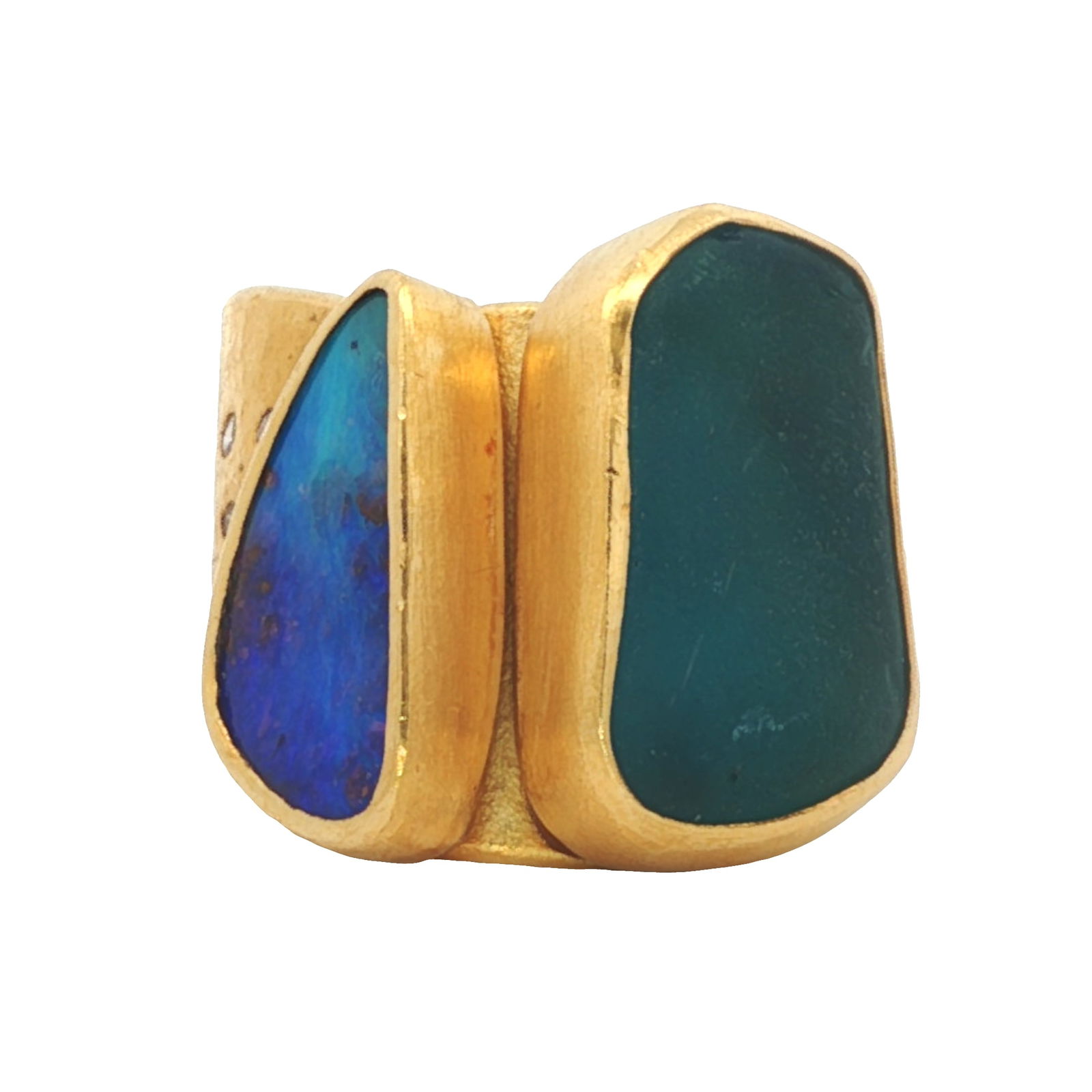 Betsy Fuller Sea glass, Opal and Diamond Ring in 18-22-24K Yellow Gold (1 of 6)