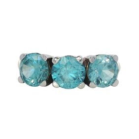 Three Stone Ring with Zircon in 14 Yellow Gold
