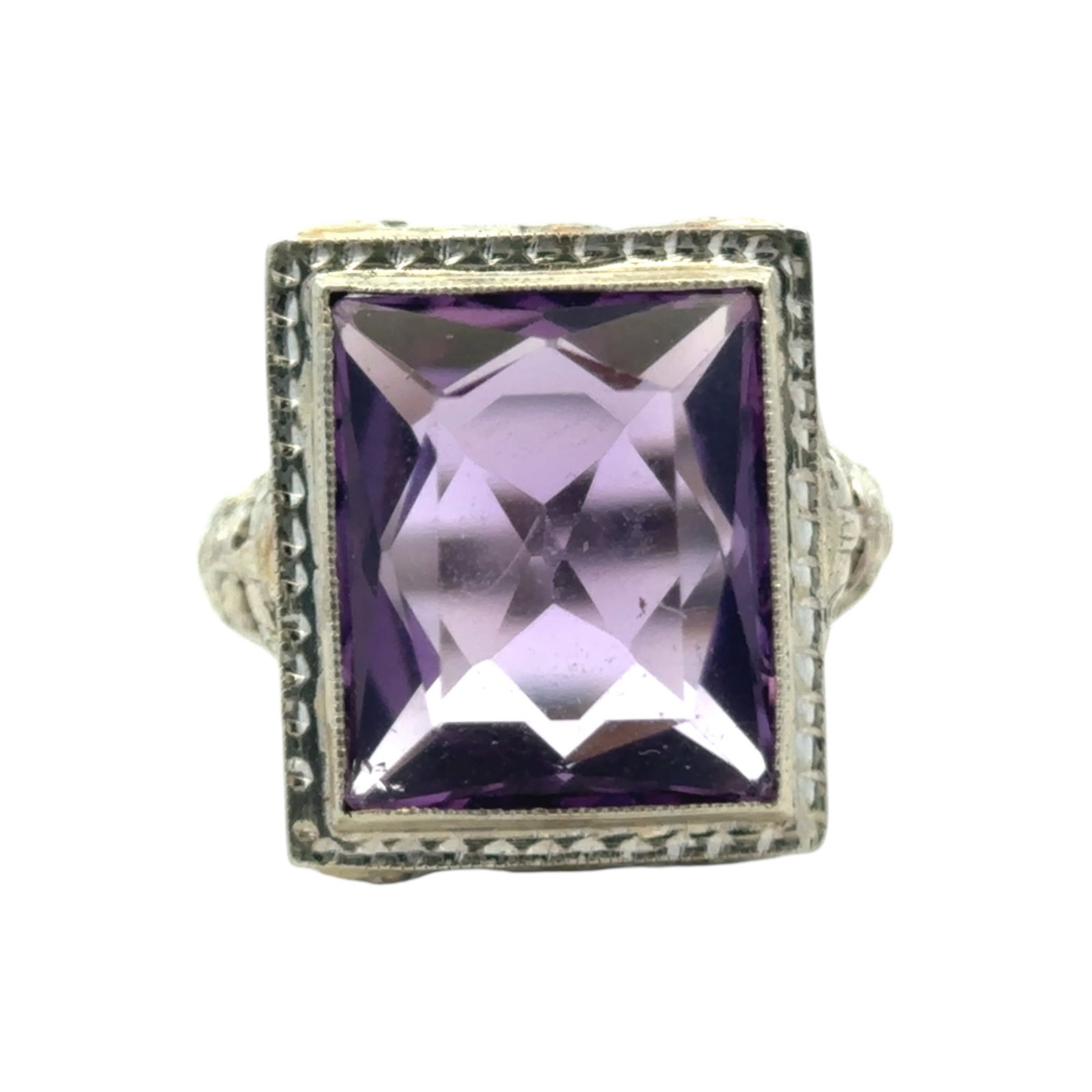 Art Deco Amethyst Ring in 14K White Gold (1 of 5)