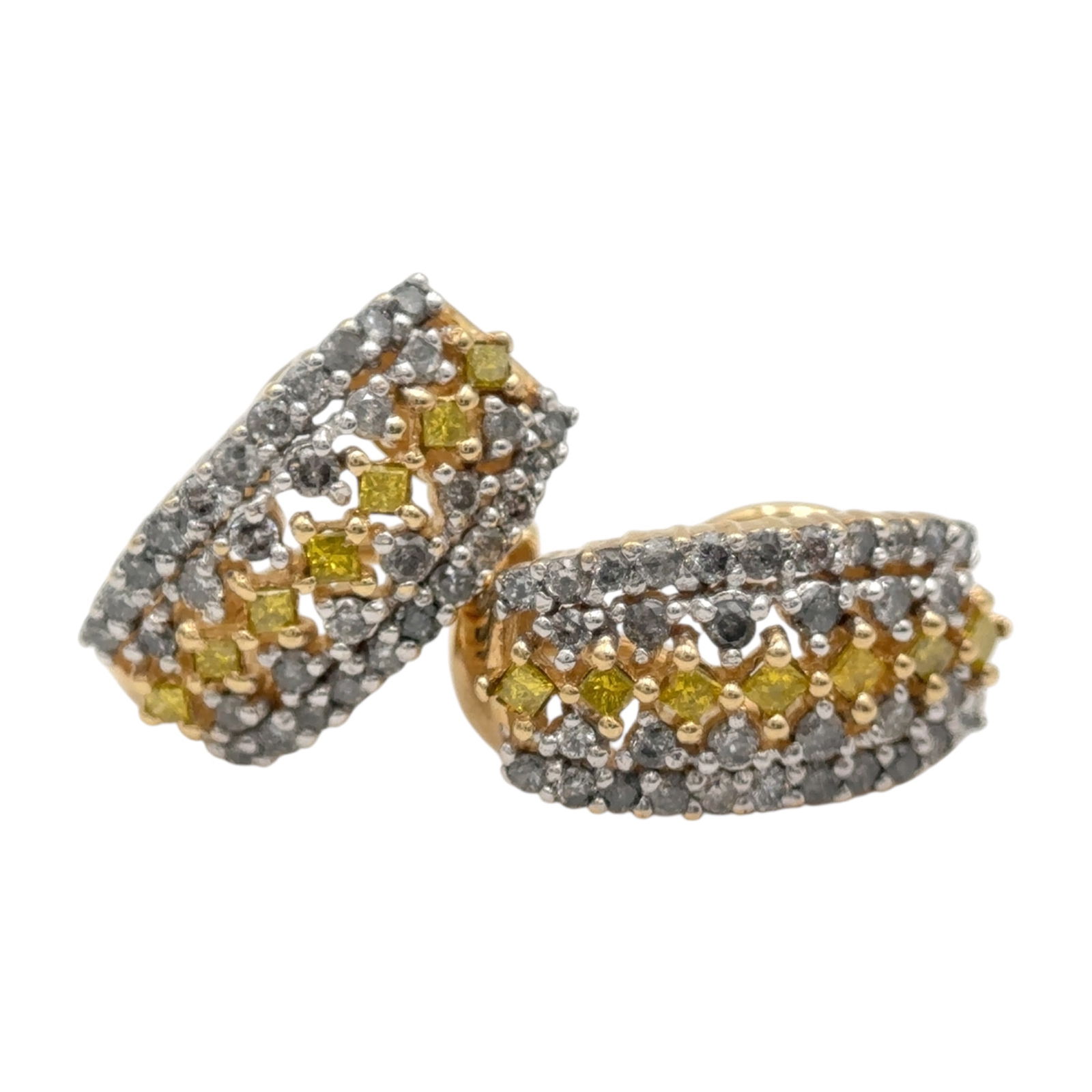Diamond and Yellow Sapphire French Back Earrings in 10K Yellow Gold: Metal type: 10k yellow gold, Gemstones: diamond and yellow sapphire, Design: French back earrings, Measurement: 0.75" Length, Weight: 6.6 grams