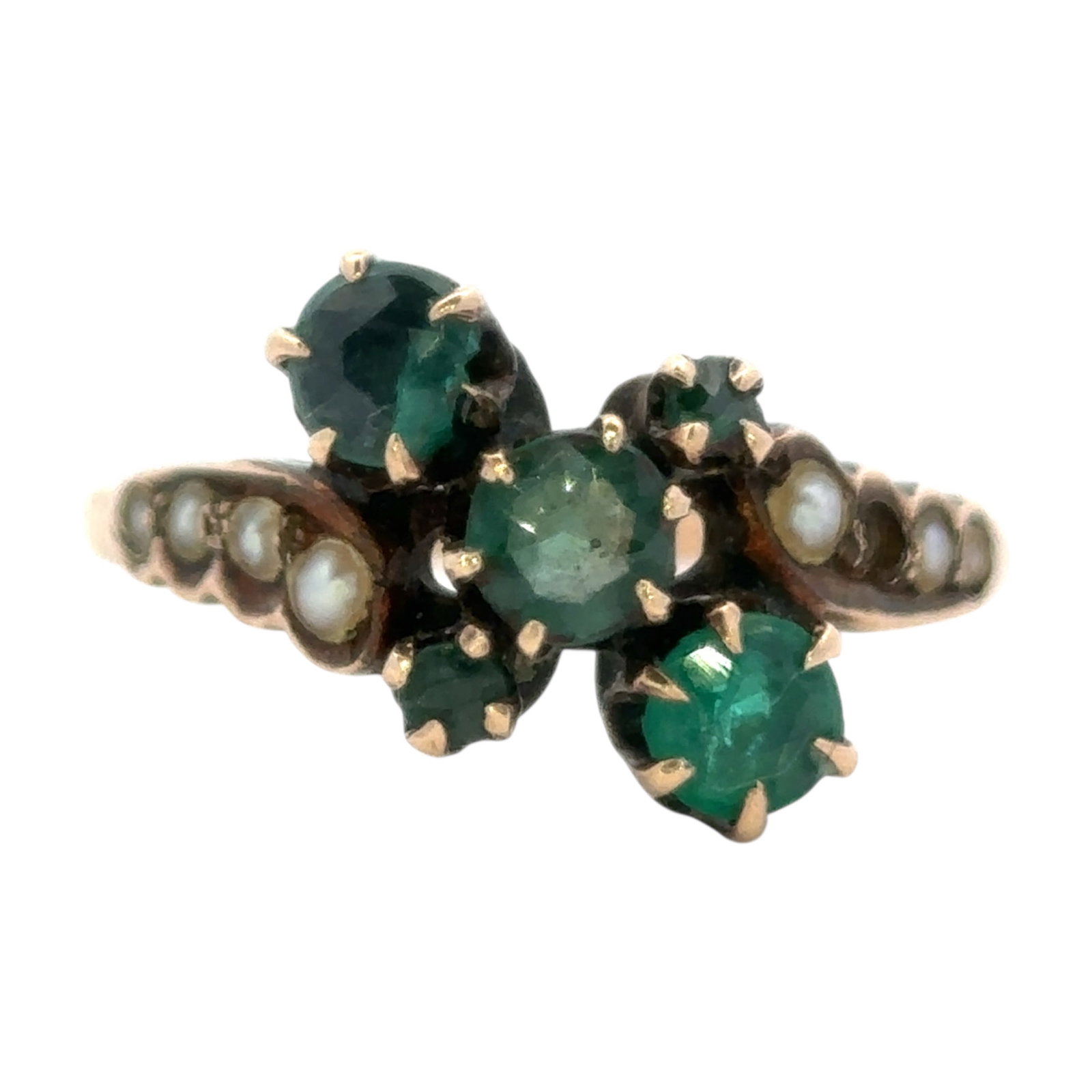 Antique Emerald and Pearl Ring in 14K Rose Gold (1 of 5)