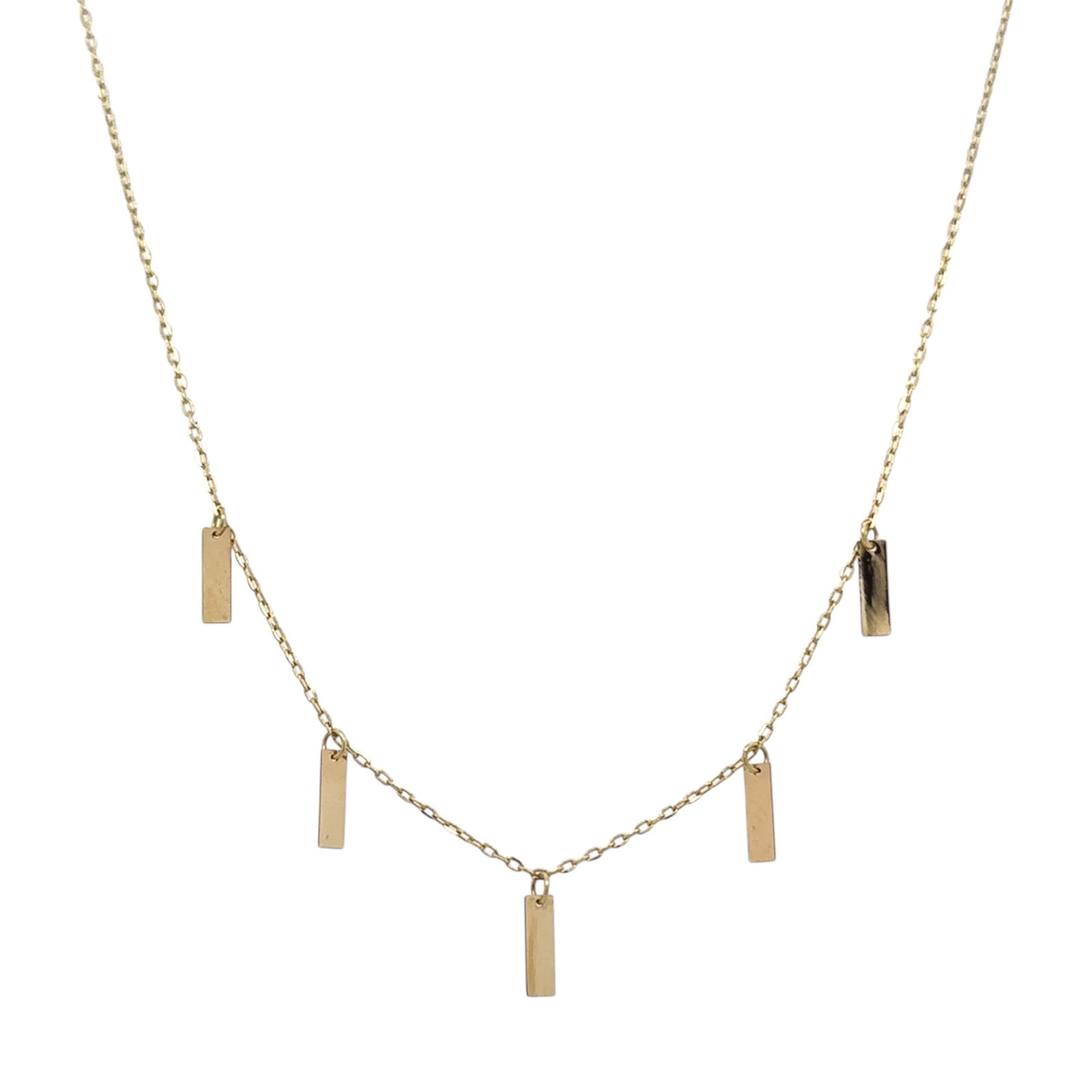 Small Rectangles Fashion Necklace in 18K Yellow Gold: Metal type: 18k yellow gold, Design: Small rectangles fashion necklace, Measurement: 16" Length, Weight: 1.3 grams