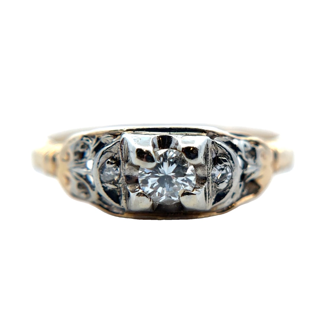 Diamond Engagement Ring in 14K Yellow Gold: Metal type: 14k yellow gold, Gemstone: .15ct VS diamond, Size: 4.75, Weight: 1.4 grams