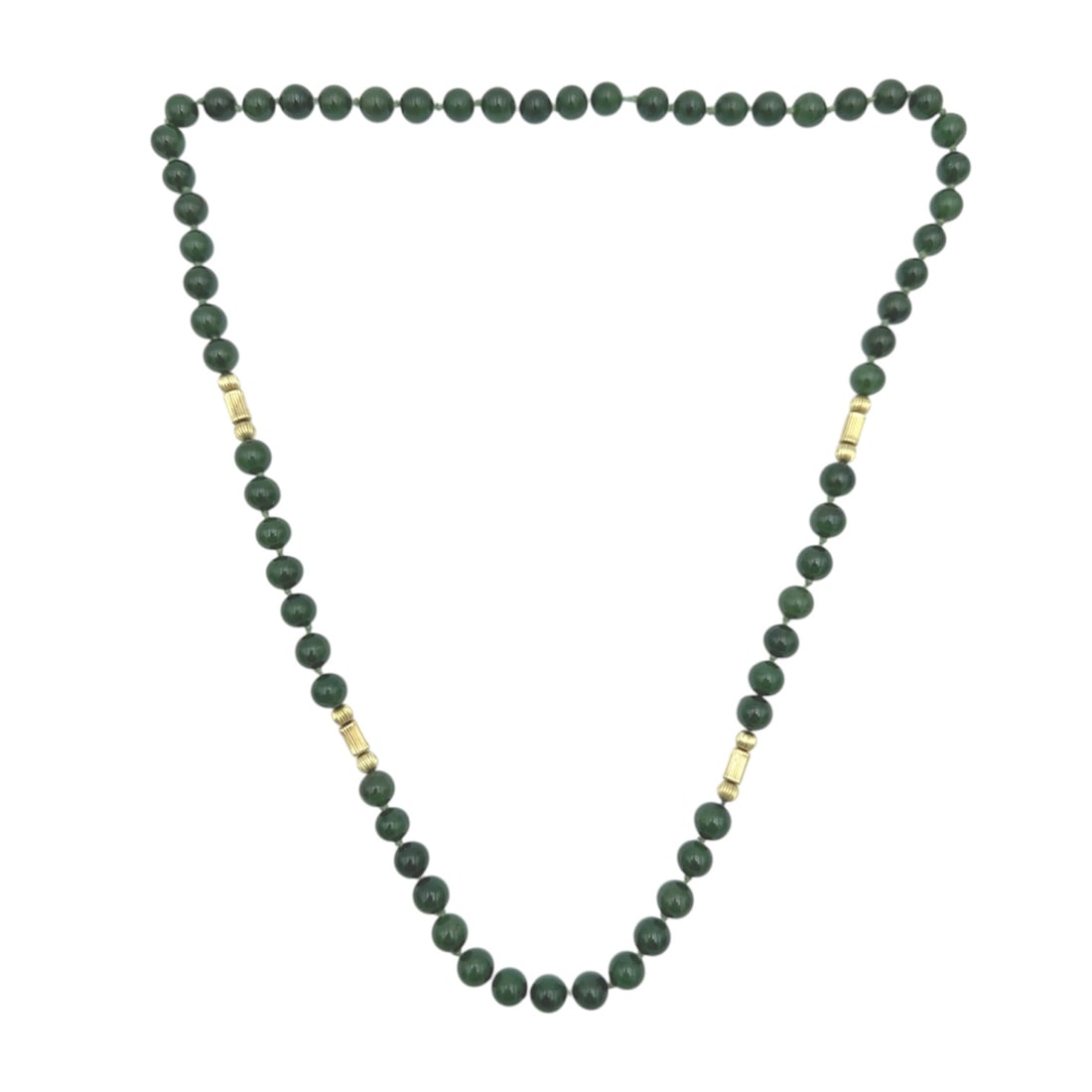 Green Jade Beaded Necklace in 14K Yellow Gold Spacers (1 of 5)