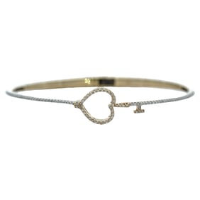 10K Gold Diamond Hinged Bangle Bracelet