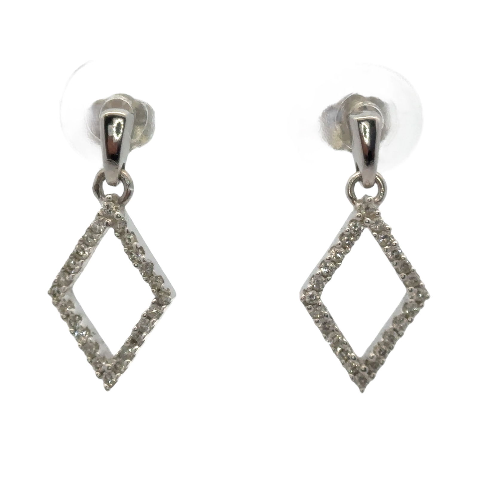 14K White Gold Kite Dangle Earrings with Diamonds (1 of 4)