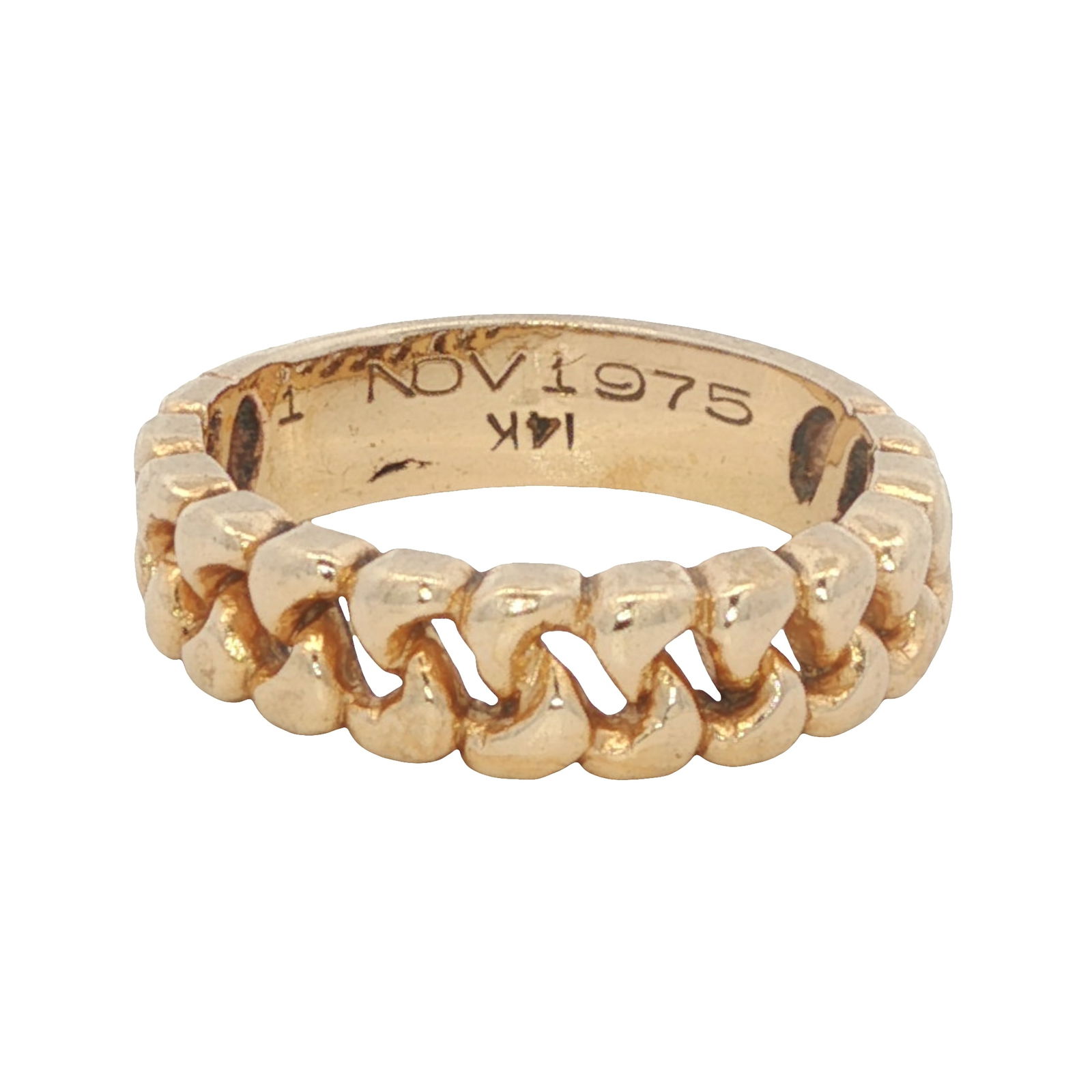 1970s 14 Karat Yellow Gold Cuban Link Ring (1 of 6)