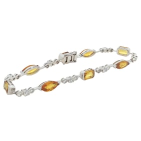 Citrine and Diamond Bracelet in 18K White Gold