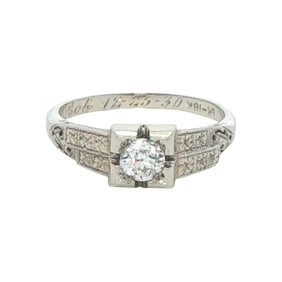 Circa 1930s Art Deco Diamond Engagement Ring in 18K White Gold