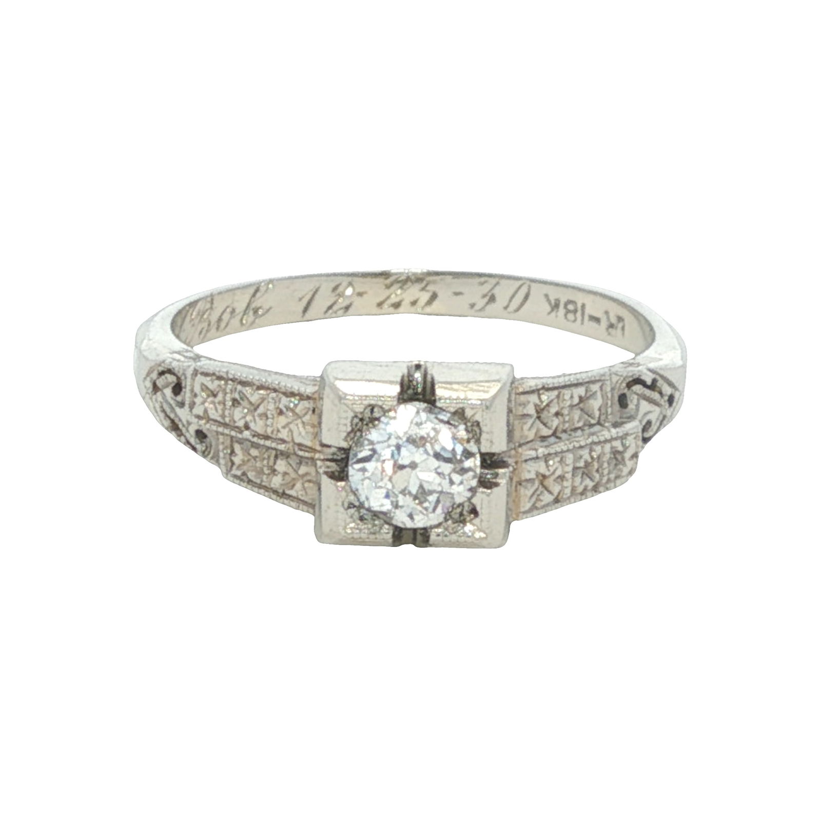 Circa 1930s Art Deco Diamond Engagement Ring in 18K White Gold (1 of 5)