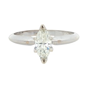 Solitaire Marquise Diamond Ring in 14K White Gold