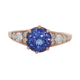 Designer Tanzanite and Diamond Ring in 10K Yellow Gold
