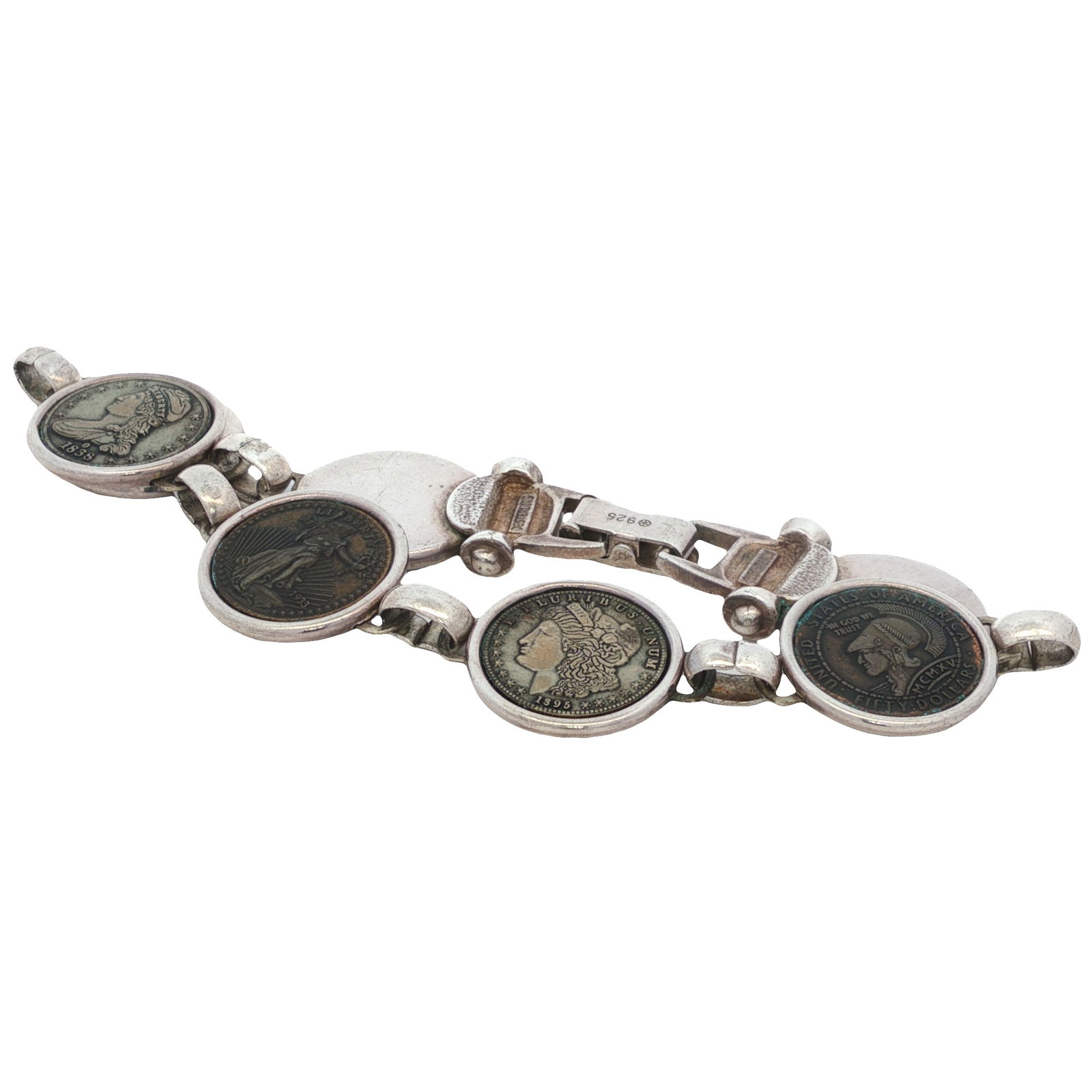 Sterling Silver Coin Link Bracelet