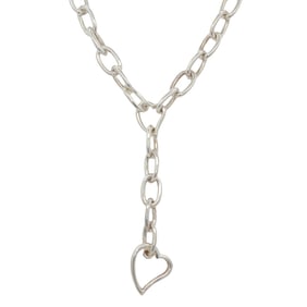 Sterling Silver Chain Necklace with Heart Shaped Pendant