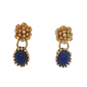 Oval Lapis Lazuli Earrings in 18K Yellow Gold