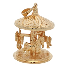 Carnival Horse Carousel Pendant/Charm in 14K Yellow Gold